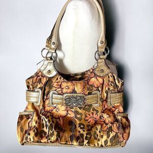 Sienna Ricchi l Double-Handle l Silky Animal Print l Leather l Purse, Satchel